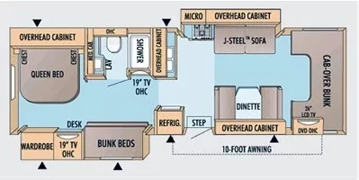 32' 2009 Jayco Greyhawk 31FS w/2 Slides - Bunk House Floorplan