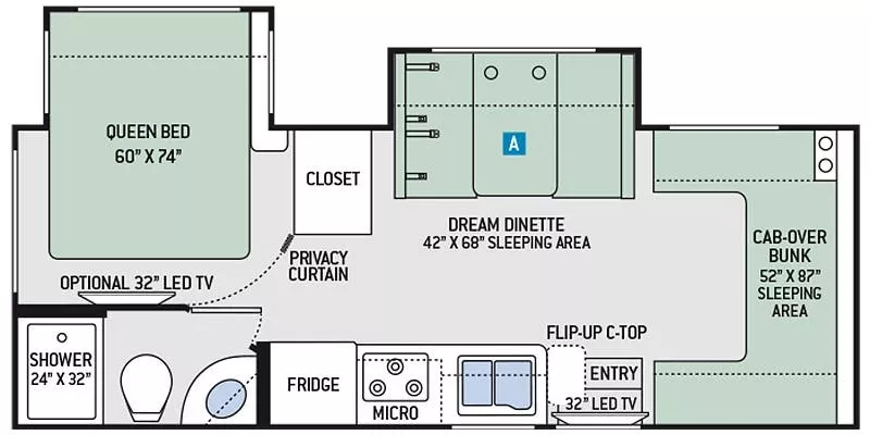 24' 2018 Thor Chateau Sprinter 24FS w/2 Slides Floorplan