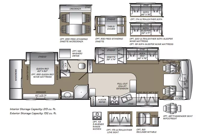 38' 2007 Fleetwood Bounder 38N 300hp Cummins w/3 Slides Floorplan