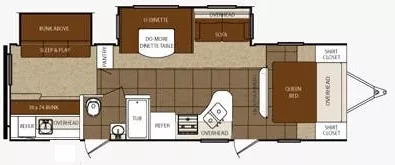 34' 2012 Forest River Tracer Executive 3150BHD w/2 Slides - Bunk House Floorplan