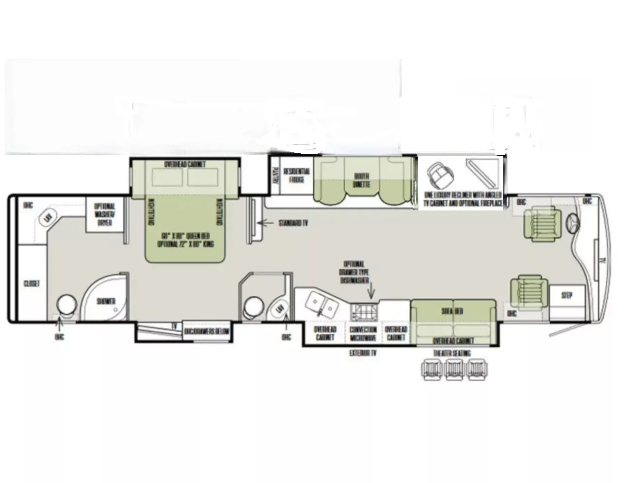 40' 2018 Tiffin Phaeton 40QBH 380hp Cummins w/4 Slides Floorplan