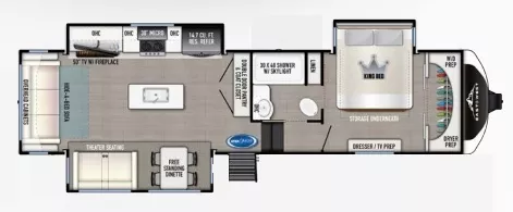 35' 2022 Forest River East To West Tandara 320RL w/3 Slides Floorplan