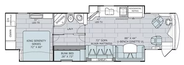 41' 2017 Holiday Rambler Endeavor Xe 39G 360hp Cummins w/2 Slides - Bunk House Floorplan