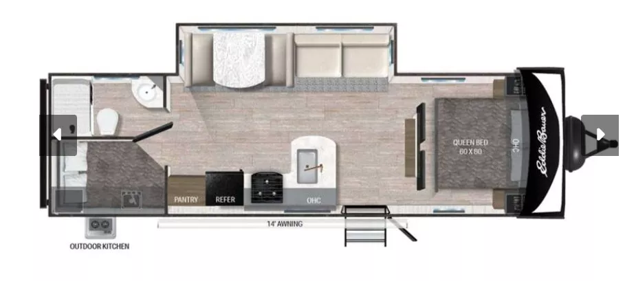 31' 2024 Heartland Eddie Bauer 262BH w/Slide - Bunk House Floorplan