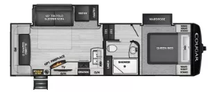 28' 2022 Keystone Cougar 24RDS w/2 Slides Floorplan