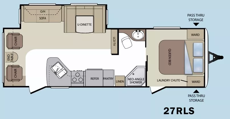 28' 2011 Keystone Cougar Xlite 27RLS w/Slide Floorplan