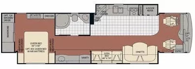41' 2010 Fleetwood Discovery 40G 350hp Cummins w/2 Slides Floorplan