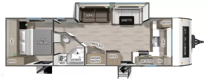 32' 2025 Forest River Cherokee Grey Wolf 27GH w/Slide Floorplan