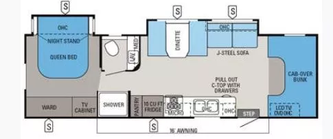 32' 2014 Jayco Greyhawk 29MV w/2 Slides Floorplan