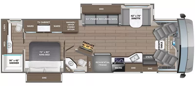 38' 2024 Entegra Coach Emblem 36U w/2 Slides Floorplan