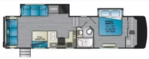 34' 2021 Heartland Milestone 317RL w/2 Slides Floorplan