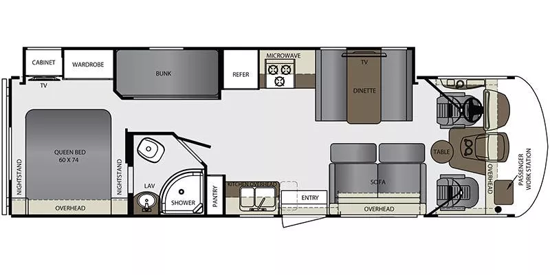 31' 2018 Forest River Georgetown Gt3 31B w/Slide - Bunk House Floorplan