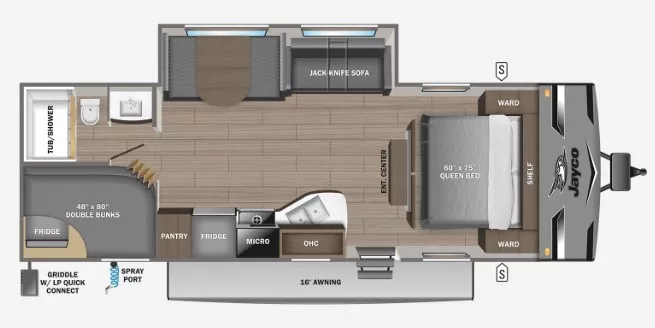 30' 2024 Jayco Jay Flight 267BHSW w/Slide - Bunk House Floorplan