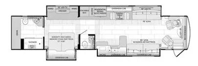 45' 2016 American Coach American Eagle 45A 600hp Cummins w/3 Slides Floorplan