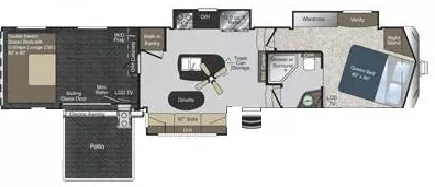 41' 2012 Keystone Raptor Velocity 384PK w/3 Slides & Generator  - Toy Hauler Floorplan