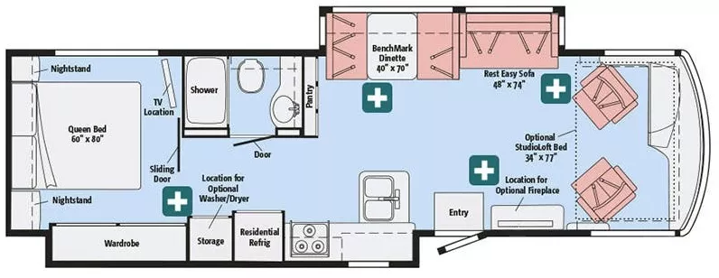 36' 2016 Itasca Solei 34T 340hp Cummins w/2 Slides Floorplan