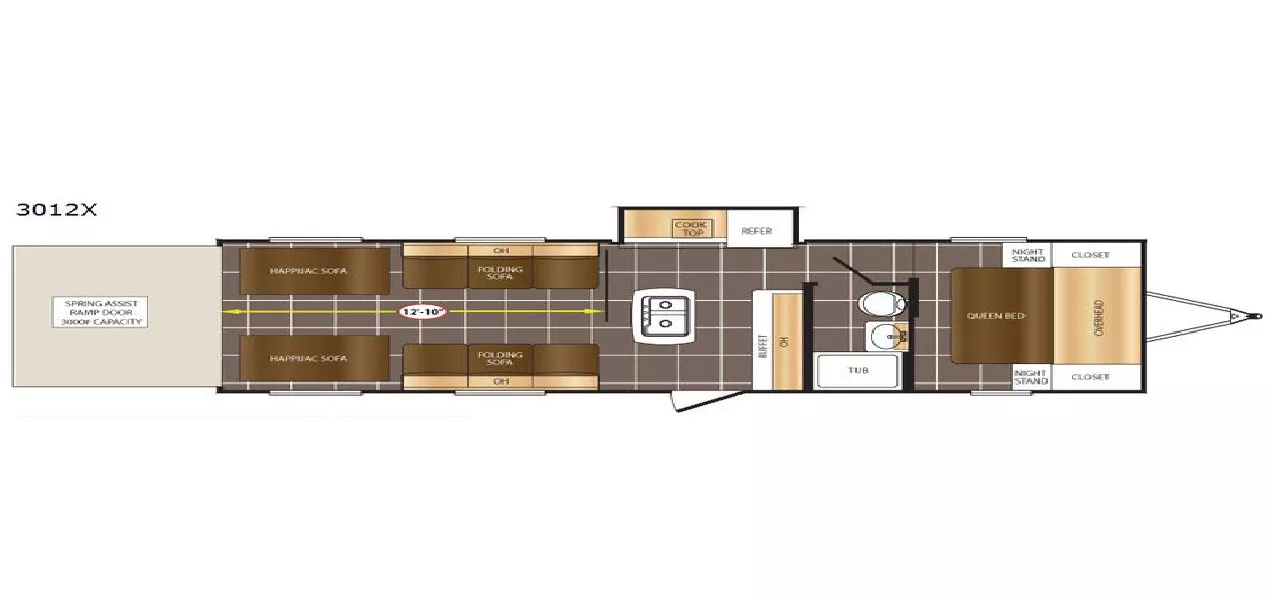 34' 2018 Primetime Fury 3012X w/Slide & Generator  - Toy Hauler Floorplan