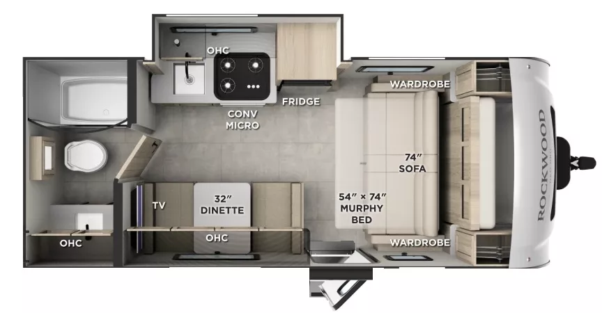 20' 2022 Forest River Rockwood Geo Pro G19FDS w/Slide Floorplan