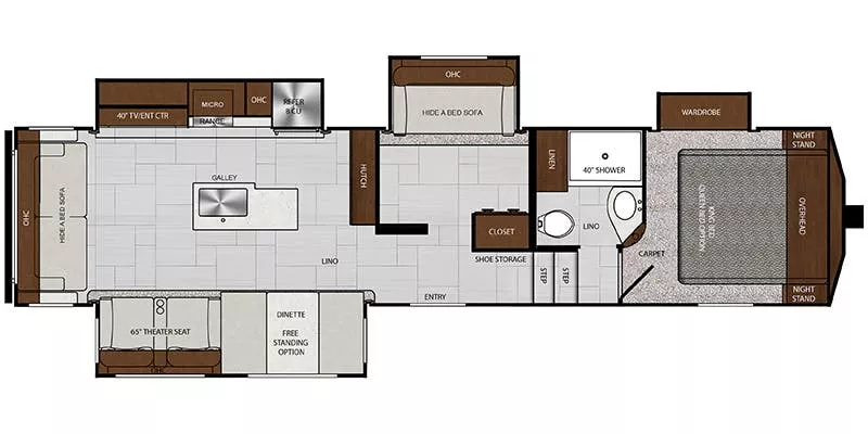 38' 2019 Forest River Impression 34MID w/4 Slides - Bunk House Floorplan