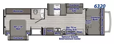 32' 2025 Gulf Stream Conquest 6320D w/2 Slides Floorplan