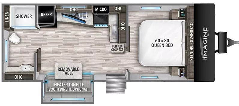 26' 2023 Grand Design Imagine 22RBE w/Slide Floorplan