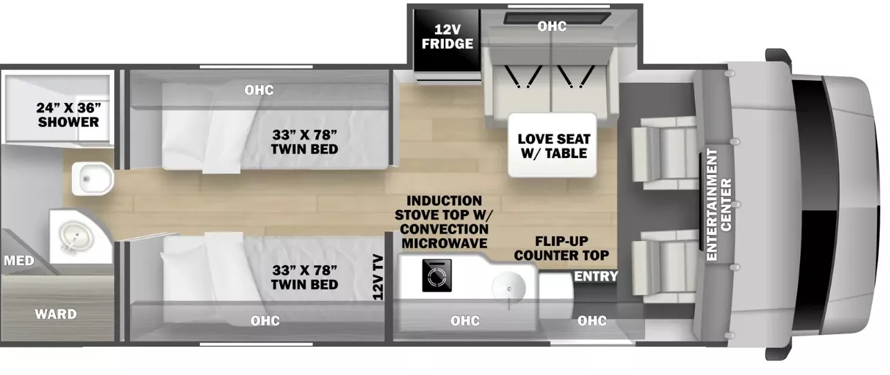 26' 2017 Forest River Forester Transit Diesel 2371D w/Slide Floorplan