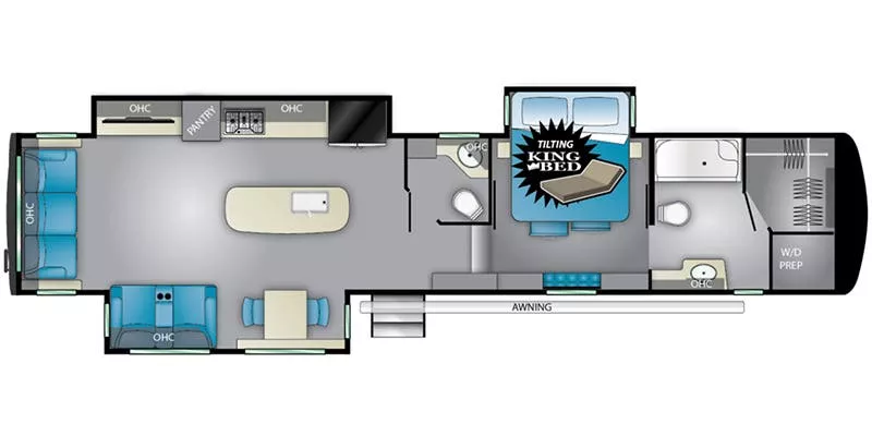 43' 2020 Heartland Landmark Newport 365 w/3 Slides Floorplan