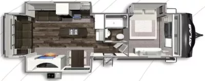 38' 2022 Dutchmen Atlas 3302RL w/3 Slides Floorplan