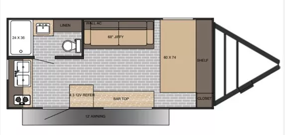 20' 2024 Sunset Park Sunlite Ltd 19RK Floorplan