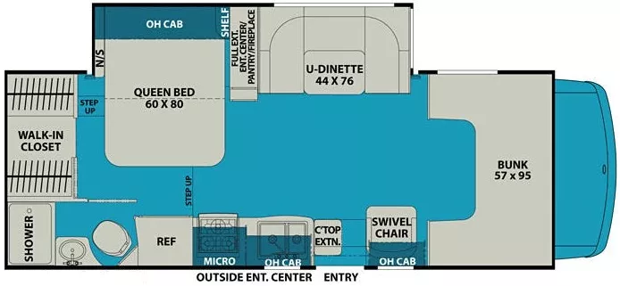 26' 2017 Forest River Leprechaun 240FS w/Slide Floorplan