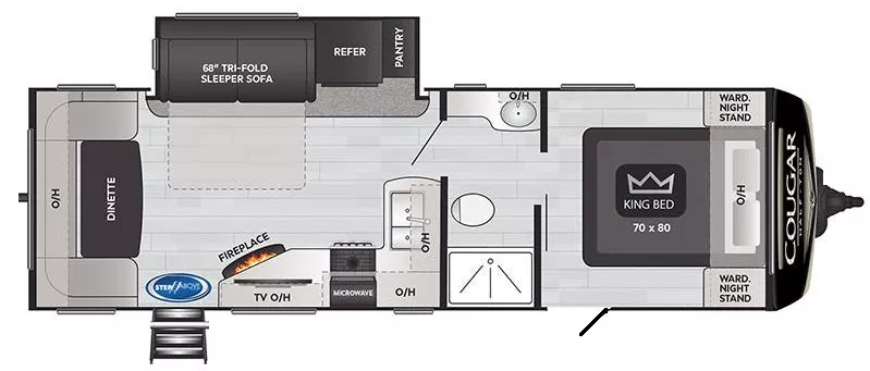 29' 2022 Keystone Cougar 25RDS w/Slide Floorplan