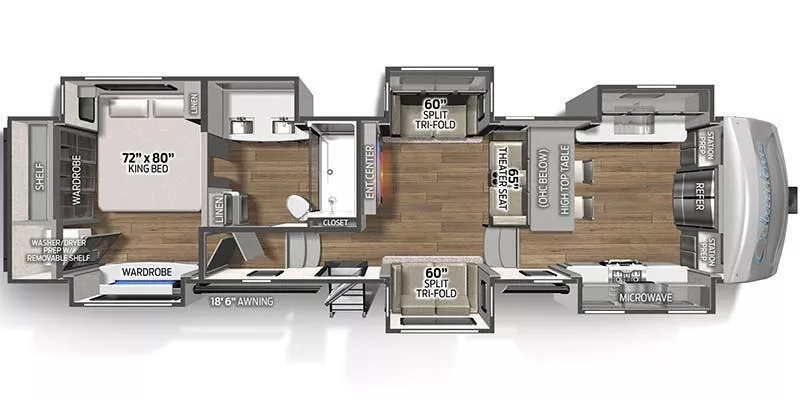 42' 2023 Palomino Columbus 388FK w/6 Slides Floorplan