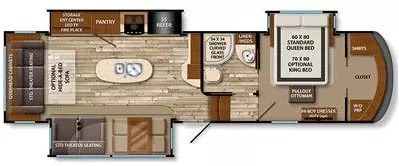 34' 2015 Grand Design Solitude 320X w/3 Slides Floorplan