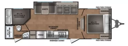 31' 2023 Forest River Shasta 26DB w/Slide - Bunk House Floorplan