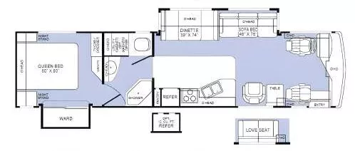 37' 2002 Fleetwood Expedition 36T 260hp Cummins w/2 Slides Floorplan