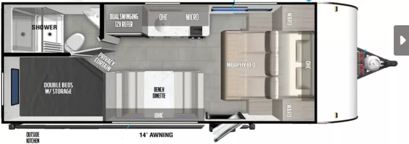 22' 2023 Forest River Salem Platinum 179DBKX - Bunk House Floorplan