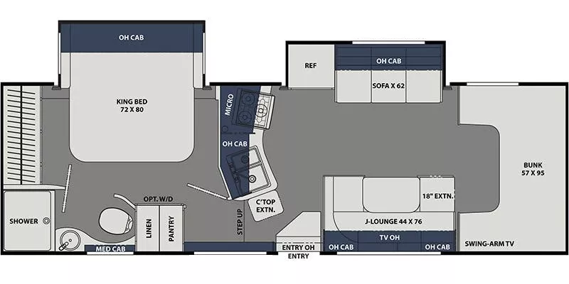 31' 2021 Coachmen Freelander Premier 29KB w/2 Slides Floorplan