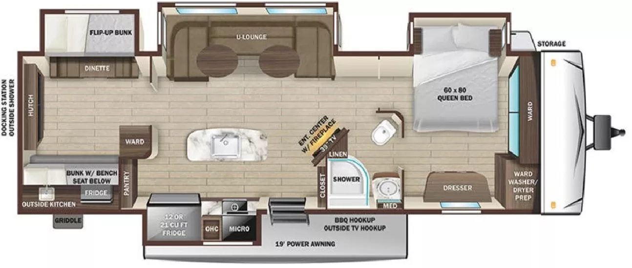 38' 2022 Highland RV Mesa Ridge 330BHS w/4 Slides - Bunk House Floorplan