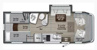 25' 2023 Winnebago View 24V w/Slide Floorplan