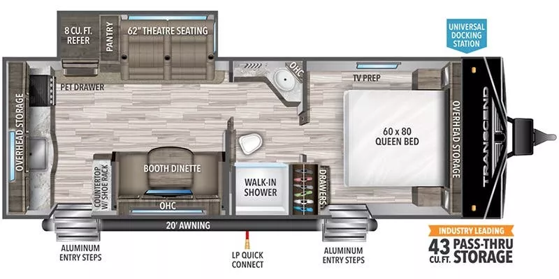 29' 2022 Grand Design Transcend Xplor 231RK w/Slide Floorplan