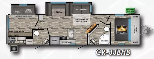 37' 2023 Crossroads Cruiser Aire 33BHB w/2 Slides - Bunk House Floorplan
