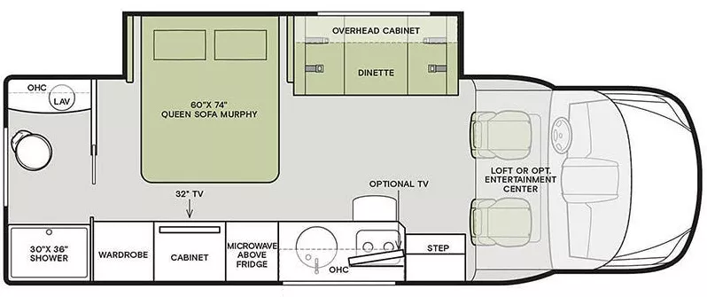 26' 2022 Tiffin Wayfarer 25RW w/Slide Floorplan