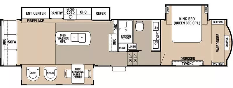 40' 2018 Forest River Cedar Creek Hathaway 36CK2 w/3 Slides Floorplan