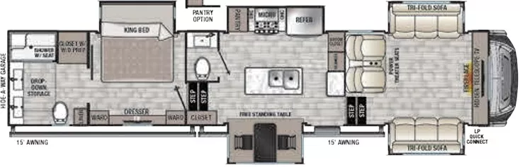 41' 2022 Forest River Cedar Creek 371FL w/5 Slides Floorplan
