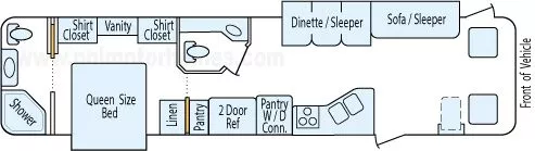 33' 2002 Holiday Rambler Vacationer 32PBD w/2 Slides Floorplan