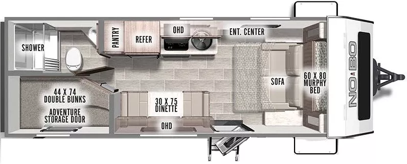 24' 2021 Forest River No Boundries 19.3 - Bunk House Floorplan