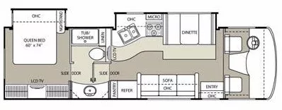 32' 2013 Forest River Coachmen Mirada 29DS w/2 Slides Floorplan