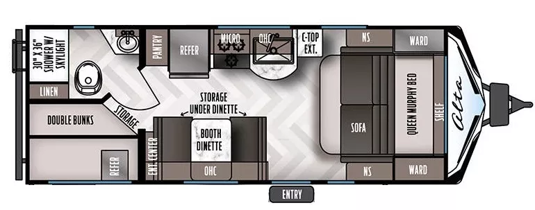 25' 2021 East To West Alta 2100MBH - Bunk House Floorplan