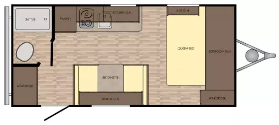 22' 2018 Crossroads Zinger Lite 18RB Floorplan