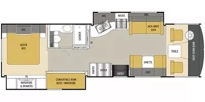 33' 2017 Forest River Pursuit 33BHP w/2 Slides - Bunk House Floorplan